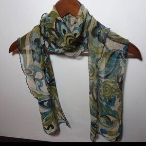 Vintage Authentic Retro 60's or 70's Stretchy Floral Hair or Neck Scarf